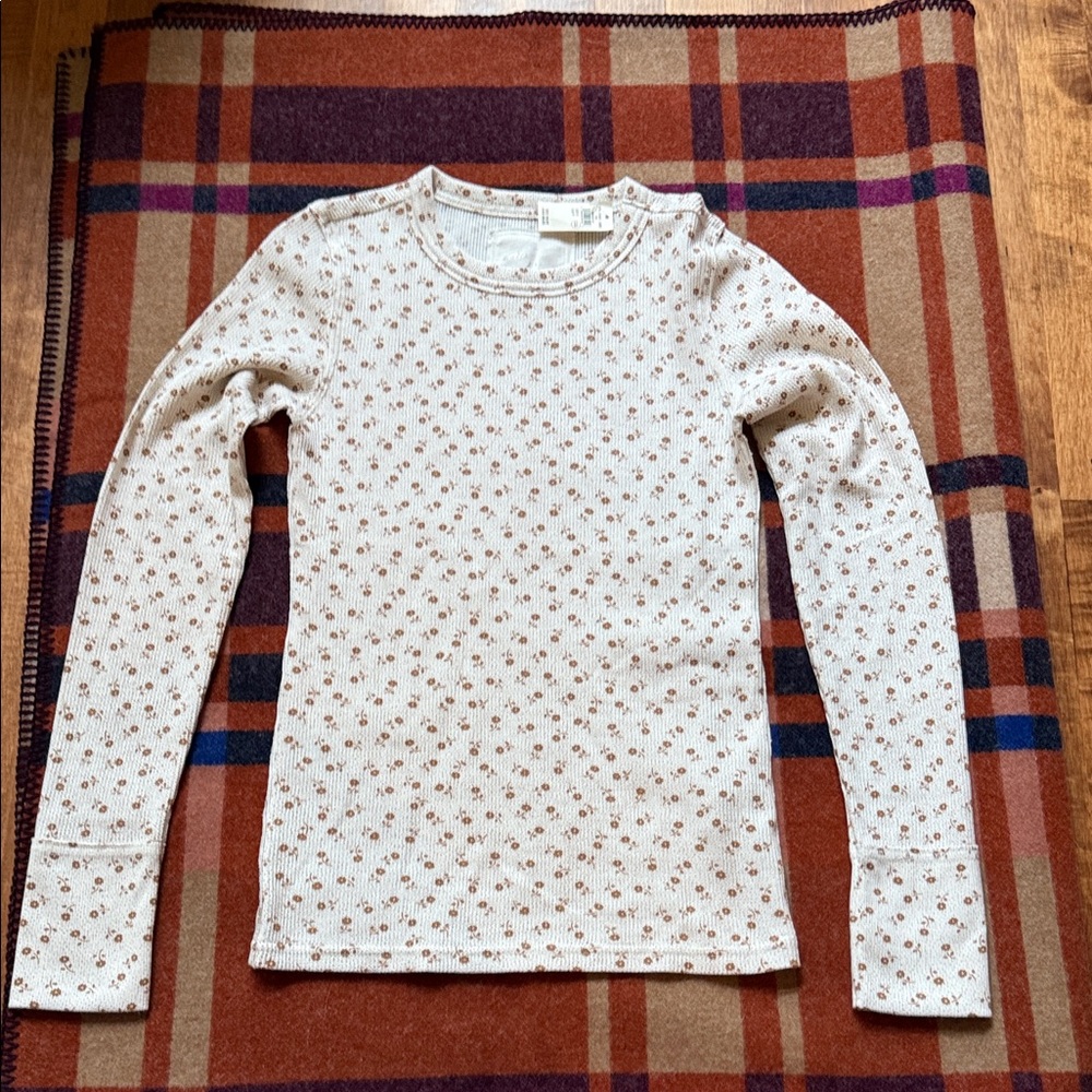 NWT Aerie Floral Waffle Knit Long Sleeve Shirt
